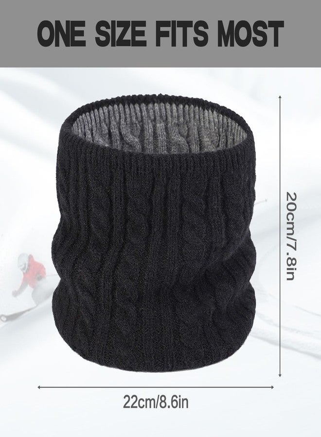 Cisnocr Reversible Winter Neck Gaiter Men Women,Knitted Neck Warmer Face Mask Ski Scarf (Black+Dark Gray) - Image 2